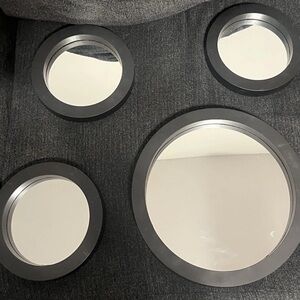 Set of 4 Round Black Framed Wall Accent Mirrors for Living Room or Bedroom
